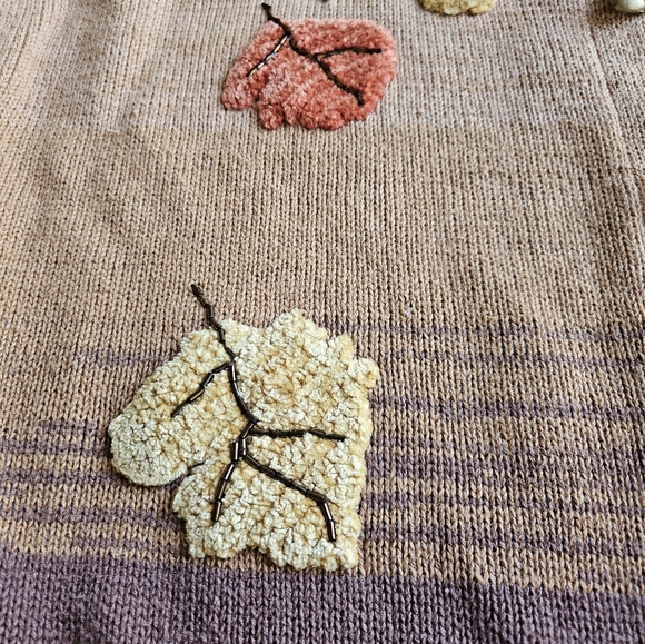 Autumn Leaf Knit &  Embroidered Cardigan - Picture 6 of 12